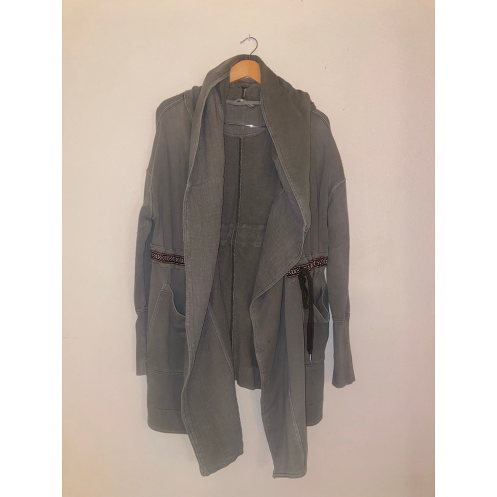 Women's Free People Olive Green Utility Jacket M with Embroidered Trim